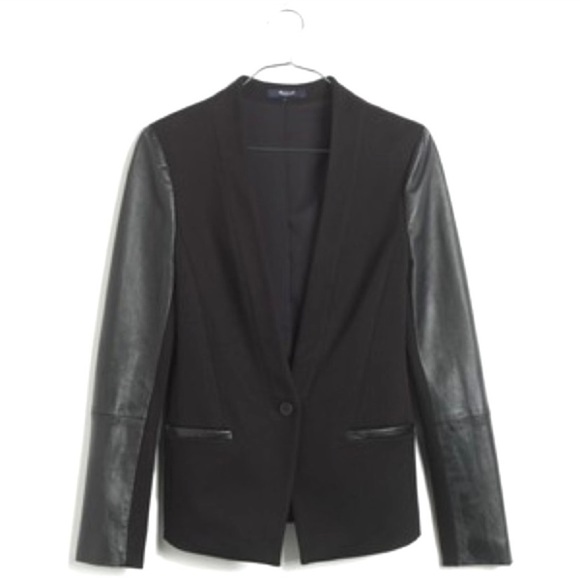 Madewell Genuine Leather-Sleeves Blazers Jacket in Black
Style B1655 - Picture 7 of 9